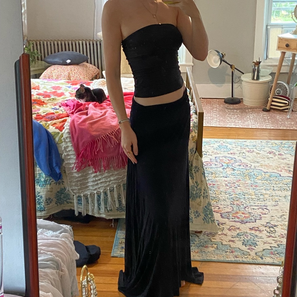 low rise maxi skirt